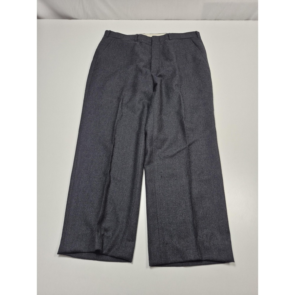 VTG J Press Dress Pants Mens 36x27 Gray Wool Flannel Pleated Classic USA FLAW